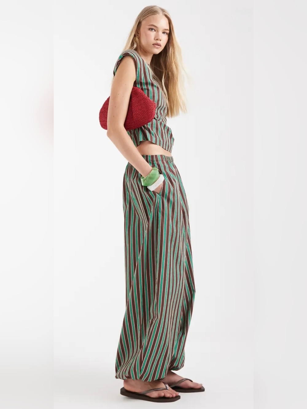 Balloon Pant (Green/Chocolate Stripe) - Picture 3 of 5